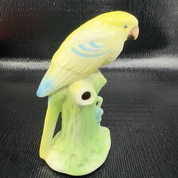 Vintage Czech Pottery Parrot Bird Vase Flower Frog Porcelain Figurine Rattles - Picture 3 of 9